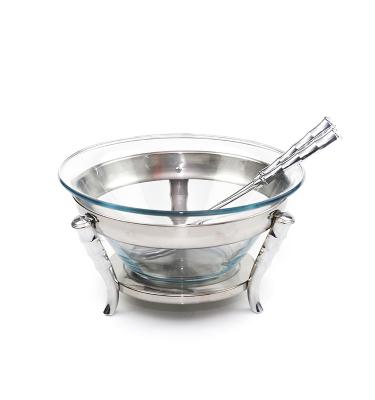 China Ss201+glass 3.8L glass chafing dish for salad for sale