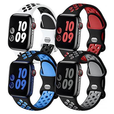 China Silicone Silicone Watch Band For Apple Watch Band 38mm 42mm Men Women Colorful Sport Silicone Replacement Soft Strap for sale