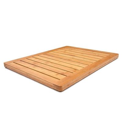 China Amazon Square Minimalist Bamboo Shower Floor Warm Bamboo Wooden Bath Room Mat Non Sliding Waterproof Natural Room Mat for sale