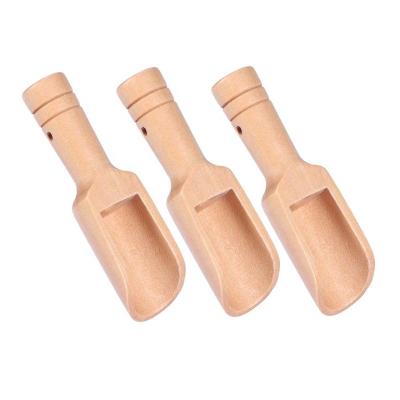 China Wholesale High Quality Small Wooden Scoops Stocked For Bath Salt Candy Spice Coffee Beans Measuring Mini Wooden Spoons for sale