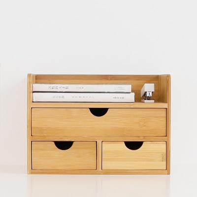 China Eco-friendly Bamboo Wood Shelf Organizer for Desk with Drawers Mini Desk Storage for Office for sale