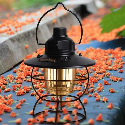 China Camping Fishing Traveling Hiking Hanging Outdoor Rechargeable Camping Candle Flame Walking Light Lamps Retro LED Metal Flame Lantern USB Lamps Vintage Metal Flame Light for sale