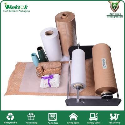 China Coreless Honeycomb Packaging Biodegradable Paper Roll Protective Pad Cushioning Packaging Paper Wrap Brown 11.8