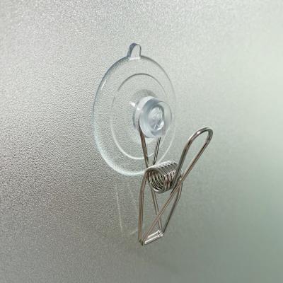 China Won't Become Yellow Clear Transparent PVC Suction Cup With Metal Clip for sale