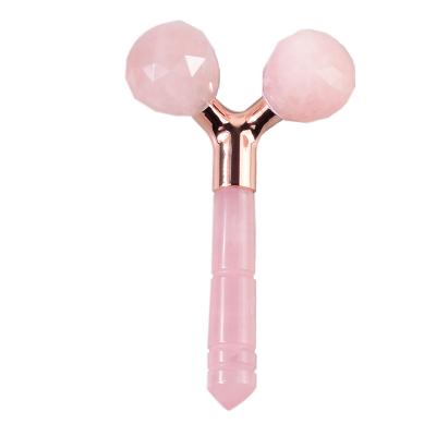 China Healthy 3D Rose Quartz Face Lift Up Massage Roller for sale