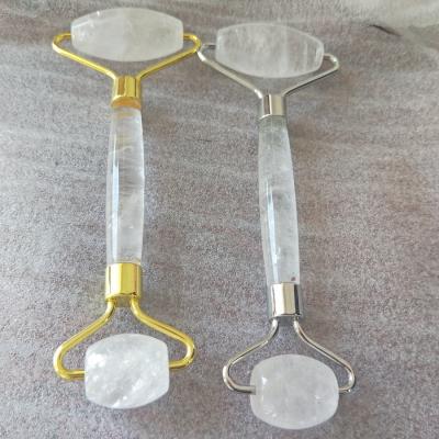 China Lift Skin Clear Crystal Quartz Facial Massage Roller for sale