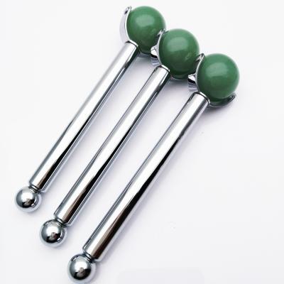 China Lift Skin 1 Round Ball Design Metal Handle Aventurine Roller For Facial Massager for sale