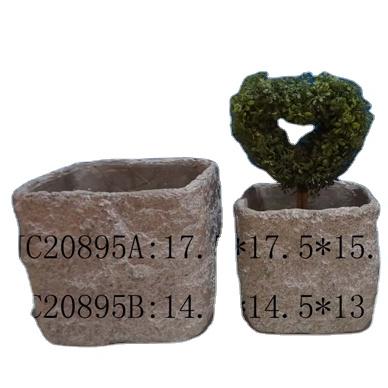 China Small square cartoon cement planters cement flower pots minimalist for home for sale