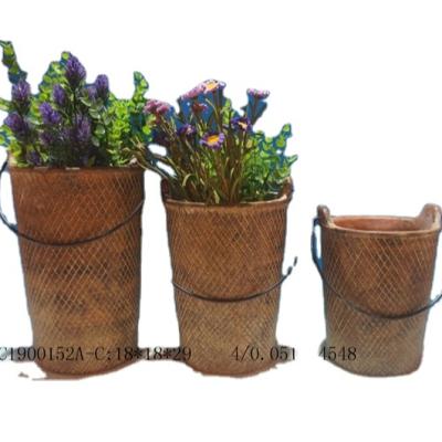 China Cartoon household wholesale ceramic bonsai cement bucket shaped flower pot for garden decoration for sale