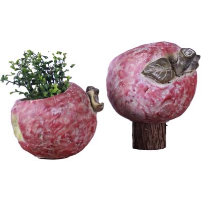 China Cartoon Simulation Strawberry Apple Shaped Garden Decoration Kid Flower Plant Strong Concrete Fancy Pots For Living Room for sale