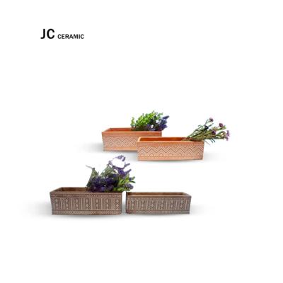 China JC Wave Pattern Modern Decorative Flower Pots And Planters Concrete Succulent Pot Wholesale Decorative Vase For Living Room for sale