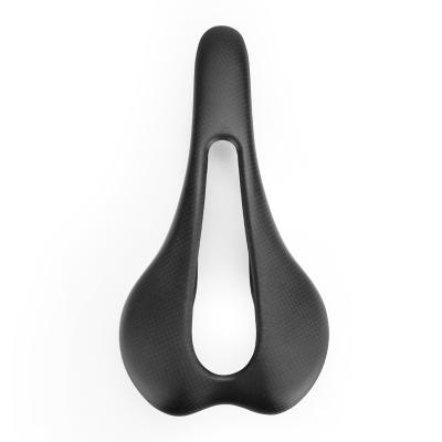 China Factory Wholesale Black T800 Carbon Fiber Road Bike Seat Saddle Carbon Road Bicycle Cavity Saddles For Racing for sale