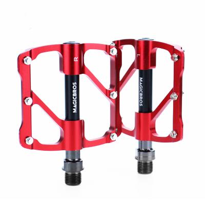 China Waterproof Dustproof Aluminum-magnesium Alloy CNC Body One-piece Aluminum Alloy Body Mtb Flat Pedals 3 Pieces CNC Sealed Support Pedal With Nail non-slip for sale