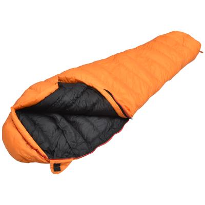 China Duck Down Sleeping Bag orange hydrophobic ultralight portable with loft base-Ultra season men's and women's mummy bags 4 the light weight for camping for sale