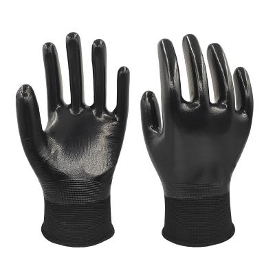 China 15 Gauge Anti-Slip Nylon Whole Palm Dipped Smooth Nitrile Safety Industrial Work Gloves for sale