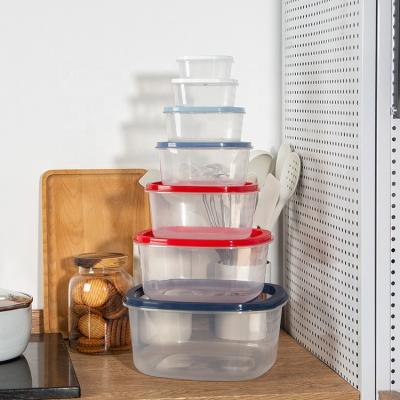 China Sustainable Gloway Oem 7Pcs Microwave Safe Food Organization Kitchen Organizer Square Plastic Food Storage Plastic Food Containers With Lid for sale