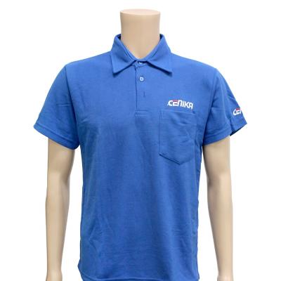 China Anti-wrinkle OEM cotton polyester embroidery blended polo t-shirt with pocket for sale