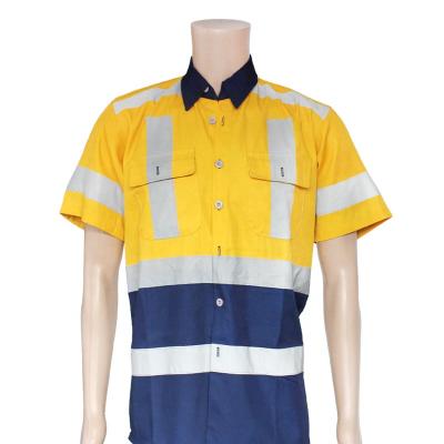 China China Custom Logo Workwear Cheap Reflective Mens Reflective Polo Shirt Coverall Traffic Safety Vest With Button And Pocket for sale