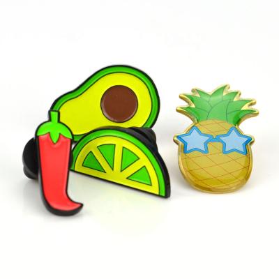 China Europe Personalized Die Struck Metal Arabic Lapel Pins Badge Custom Fruit Food Shape Soft Enamel Pins for sale