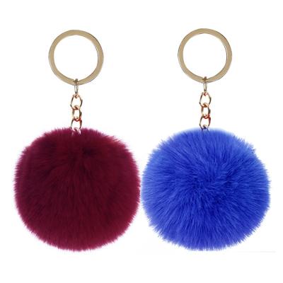 China Cartoon Toy Keychain Factory Sell Fashion Design Rabbit Fur Charm Pompom Key Chain for sale