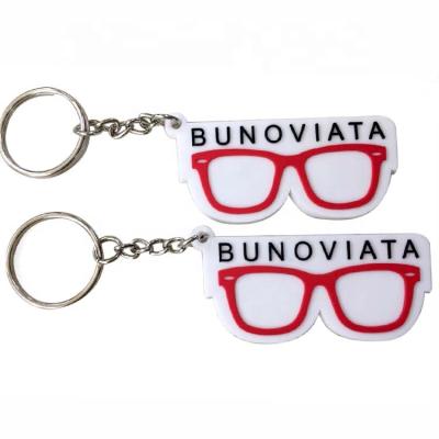 China Wholesale Cheap OEM PVC Rubber Key Chain Custom Sunglasses Form Soft PVC Rubber Key Chain for sale