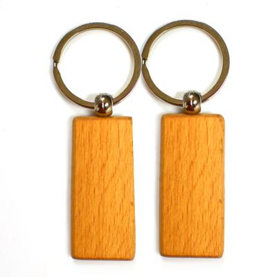 China Promotion Gifts Professional Engrave Logo Blank Rectangular Wooden Key Chain Custom Carving Laser Engraving With Low Price for sale