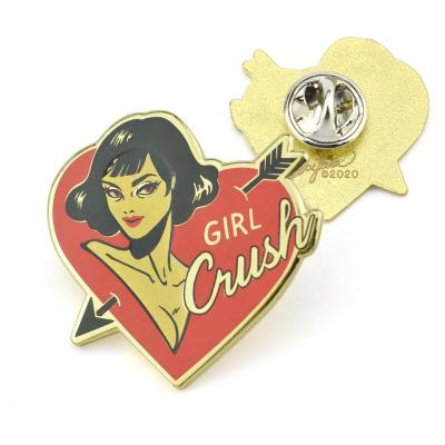 China Bulk Red Enamel Pin Wholesale Pin Custom Made Wife Gifts Europe Heart Love Metal Brooch Safety Pin for sale