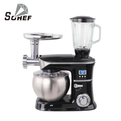 China Hotel Multifunctional 3 in 1 Stand Electric Food Mixer Food Blender with LCD Display, Egg/Cake/ Eggnog Beater for sale