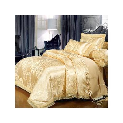 China 2022 New Sale Queen Size Comforter Cover Lace Jacquard Single Bed Elegant Design High-end Hot Gold Nondisposable Three Piece Set for sale