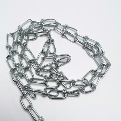 China Galvanized One Piece Knotted Link Chain Mild Steel Plain Link Chain 1.6mm Drag Chain for sale