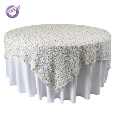 China TX28162 Disposable Chiffon Embroidery Decoration Personalized Tablecloth For Event for sale