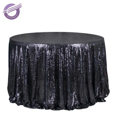 China Layer 8 Clothing TX28043 Wholesale 120 Series Black Sequin Embroidery Table Cloth for sale