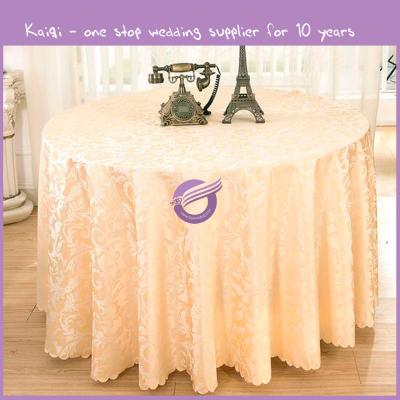 China MT0027X Disposable Factory Round 120inch Wholesale Polyester Jacquard Damask Tablecloth For Wedding Party for sale