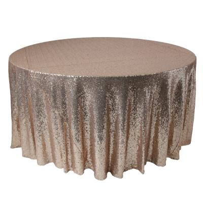 China TX28043 Disposable Round Cup Rose Gold Sequin Table Cloth For Wedding Decoration for sale