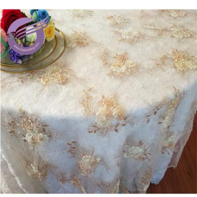 China TX41112X Disposable Customized Embroidery Floral Fancy Wedding Table Cloth for sale