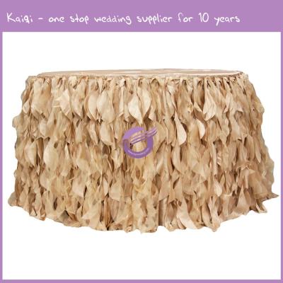 China 860 disposable willow table skirt curly champagne for sale