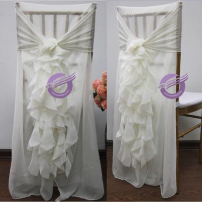 China Simply 19869 Wedding Chair Covers Decoration Chiffon Ruffle Willow Chair Buckle Sash for sale