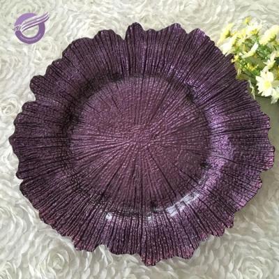 China Stocked Glass Sheet PZ29000 Plate Plum Charger Dish With Different Color for sale