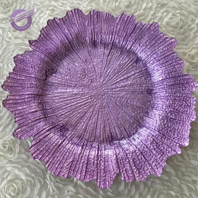 China PZ29000 Sustainable Sea Light Purple Sponge Charger Glass Dishes For Restaurant for sale