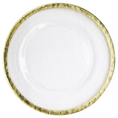 China Disposable 18253 Gold Rim Surrounded Glass Charger Plates Wedding Charger Plates Wholesale for sale