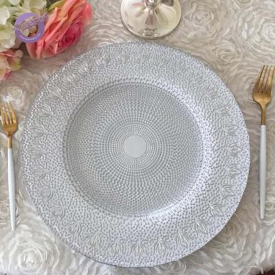 China Wedding Charger Dishes White Glass Dish Hotel Used Dinner Dishes Wedding Charger Dishes for sale