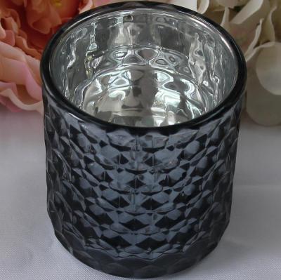 China ZT04420 Wholesale Unique Fancy Candle Jars Empty Glass Black Candle Jars For Luxury Candle Making for sale