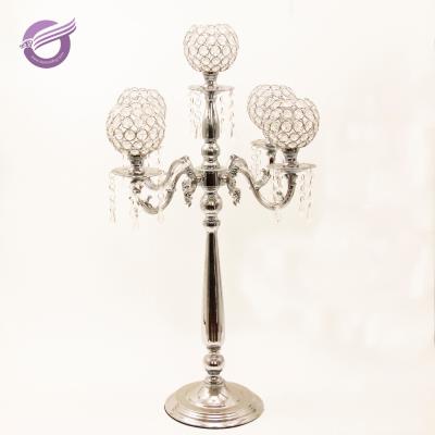 China ZT02220 Hot Sale Disposable Silver Candle Holder 5 Heads Crystal Table Centerpiece For Home Decor for sale