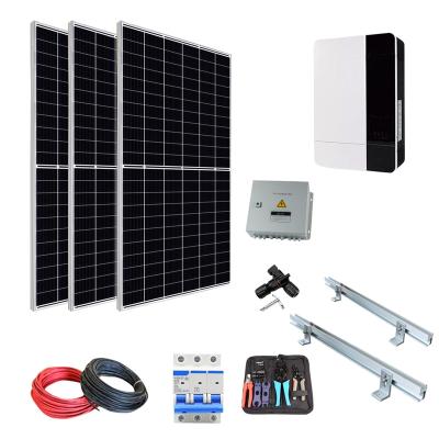 China Home Off Grid All in One  Complete Without Battery 1 Phase Home Tin Roof PV Solar Power Kit Solar Panel Mounting Solar Energy System for sale