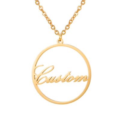 China Custom Name Necklace Titanium Steel Gold Jewelry Gold Stainless Steel Lead Free Silver Necklace Initial Letter Titanium Steel for sale