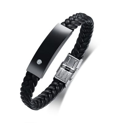 China Lead Free Male Microfiber Nickel Free Leather Rope 316L Stainless Steel Braided Bracelet for sale