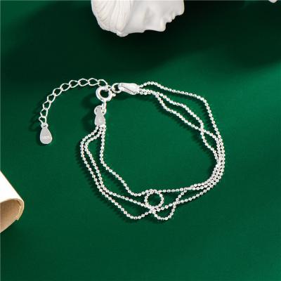 China Nickel Free Lead Free Sterling Silver Bracelet With Stamp Fashion 925 Sterling Silver Layered Bracelet Three Layers for sale