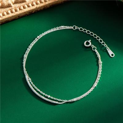 China Nickel Free Lead Free Sterling Silver Bracelet Tiny S925 Stacking Bracelet Double Layers 925 Ladies Jewelry For Women Girls for sale