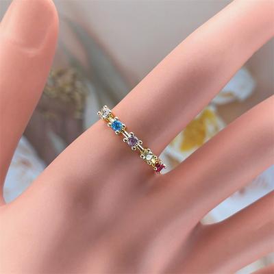 China Nickel Rainbow Multi Color Minimalist Ins Crystal Rhinestone Knuckle Rings Diamond Engagement Rings Opening Shiny Free Lead Free for sale