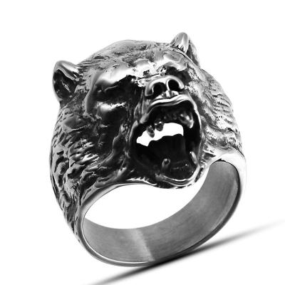 China Skeleton King Best Men's Rings Rock Wolf Head Punk Stainless Steel For Men's Ring Rebel Style for sale